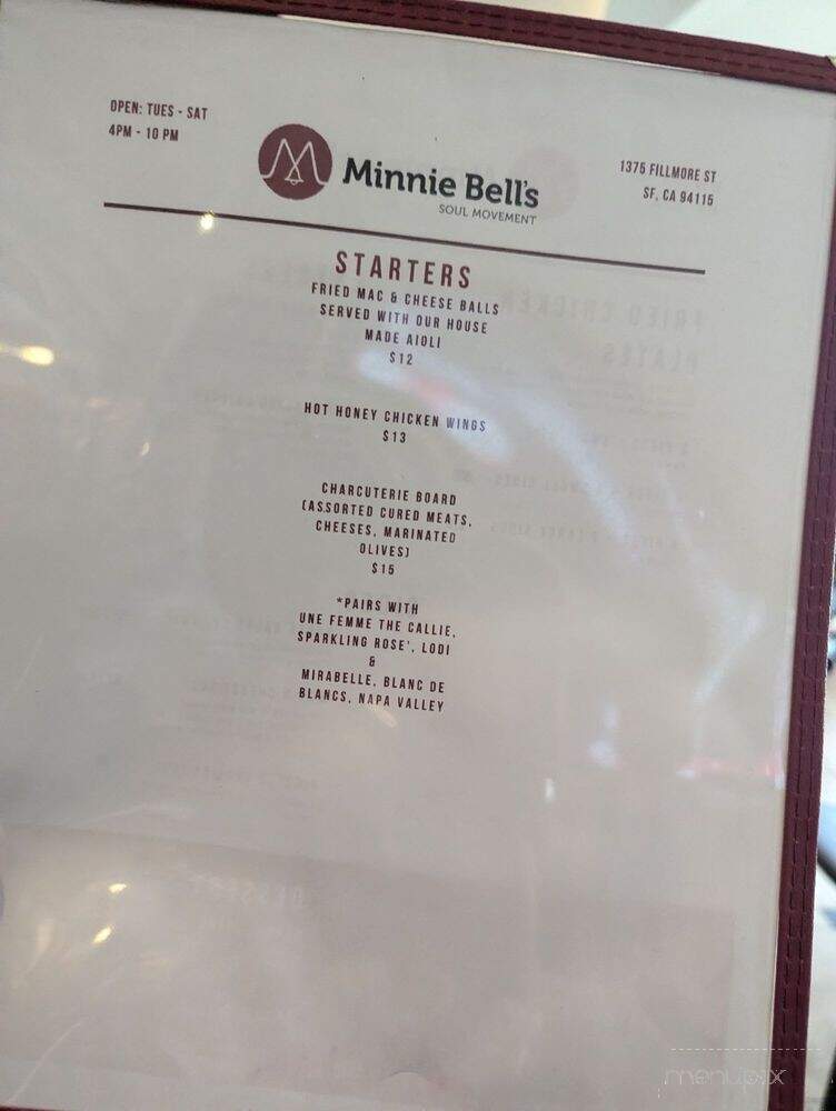 Minnie Bells Soul Movement - San Francisco, CA menu_pic