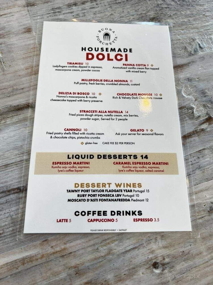 Buona Forchetta - San Clemente, CA menu_pic