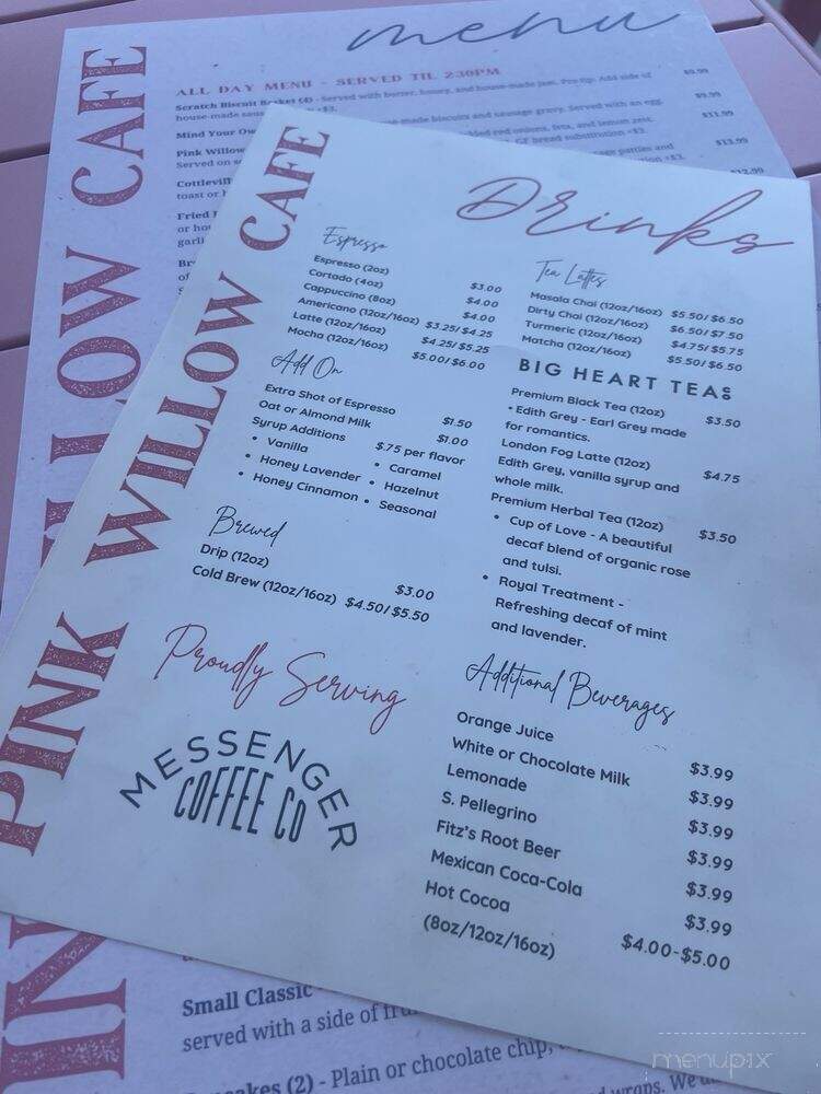 Pink Willow Cafe - Cottleville, MO menu_pic
