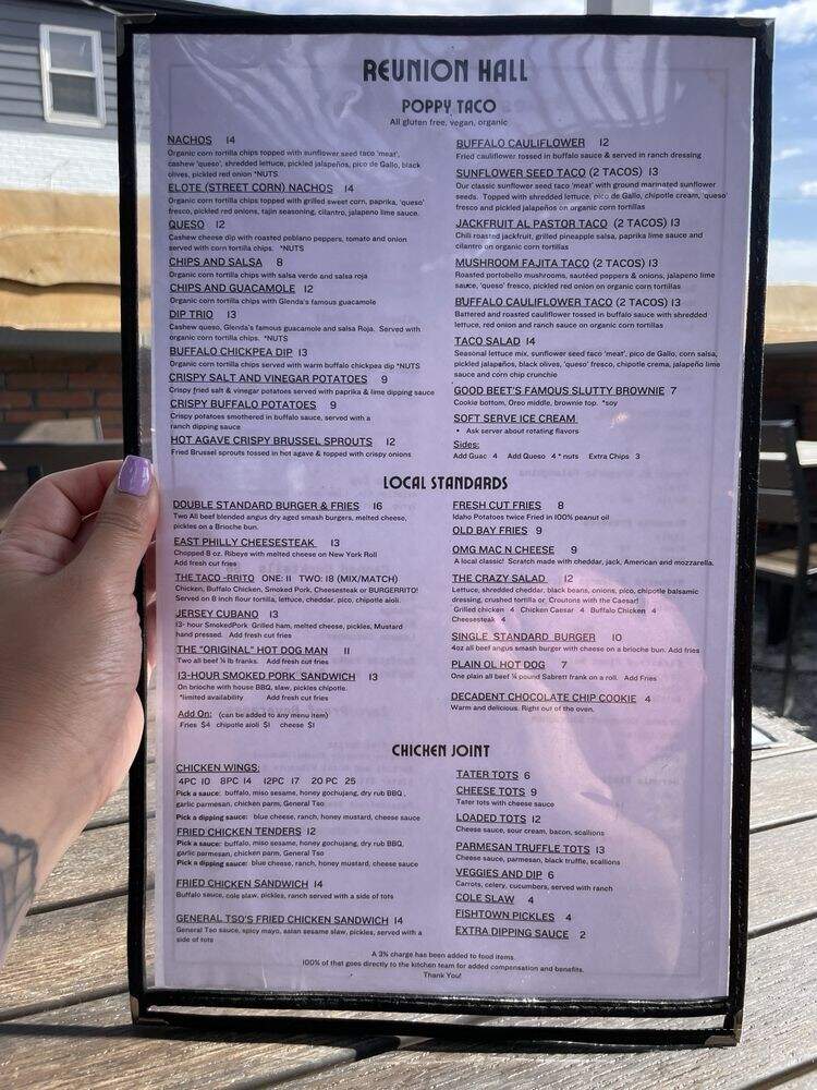 Reunion Hall - Haddon Township, NJ menu_pic