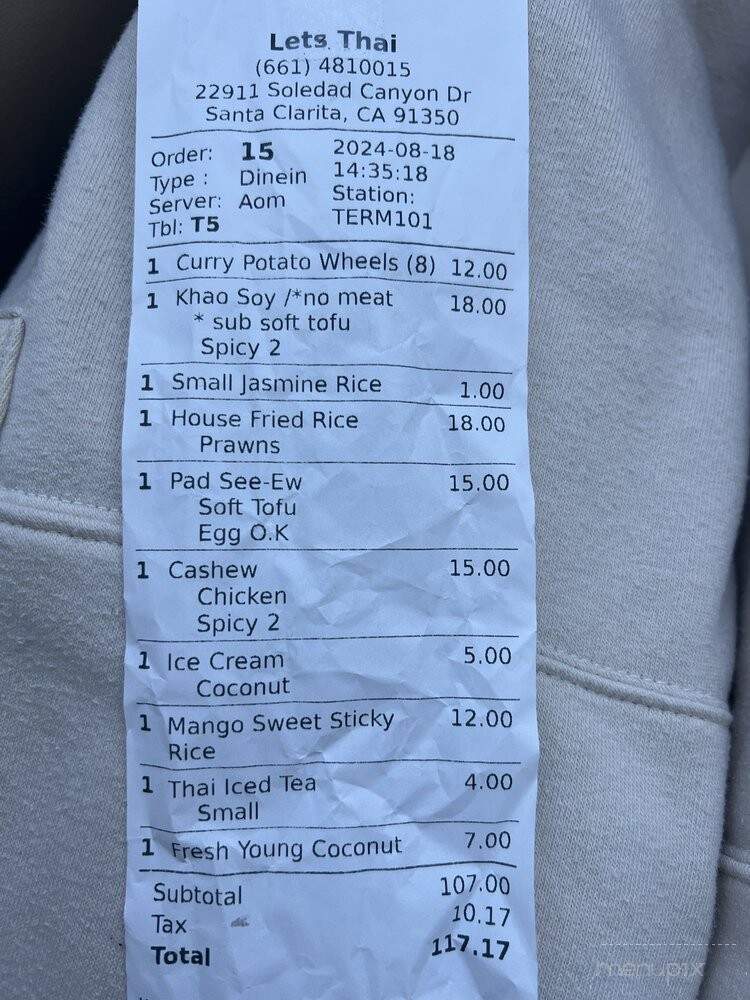 Let's Thai - Santa Clarita, CA menu_pic