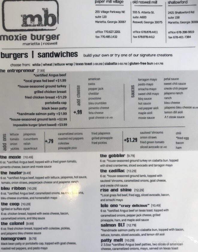 Moxie Burger - Atlanta, GA menu_pic