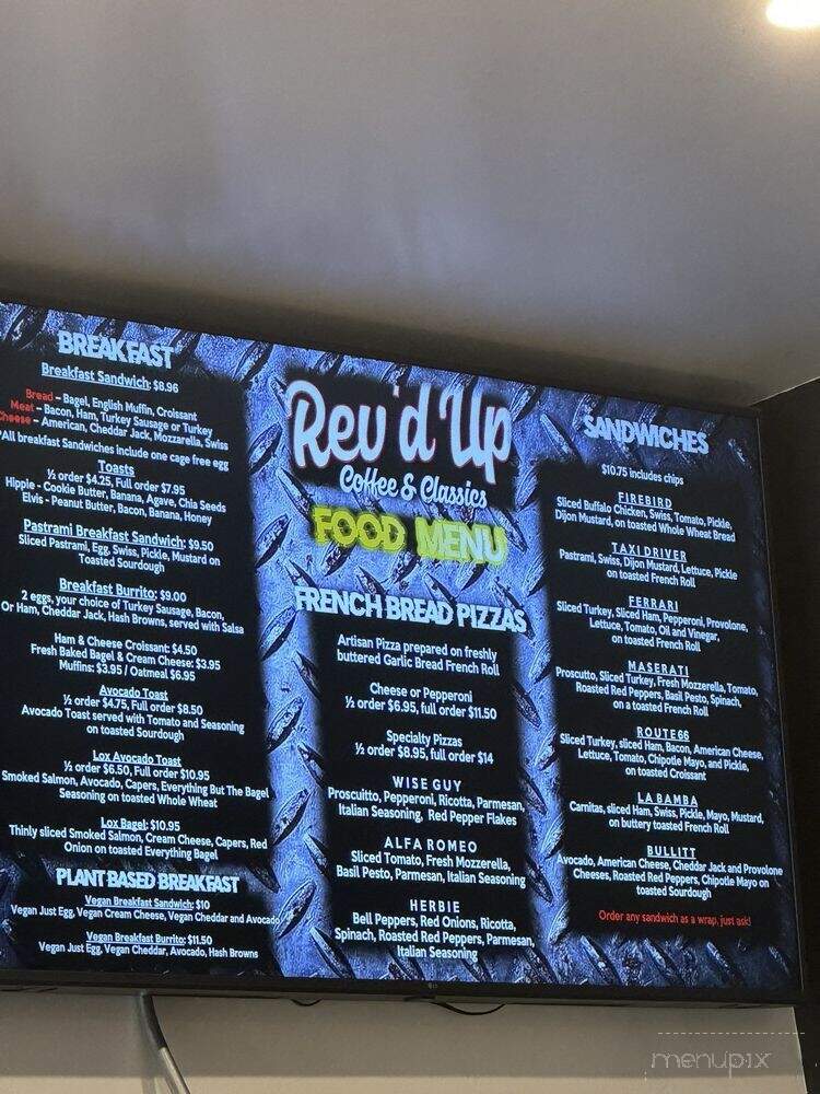 Rev'd Up Coffee & Classics - Glendora, CA menu_pic
