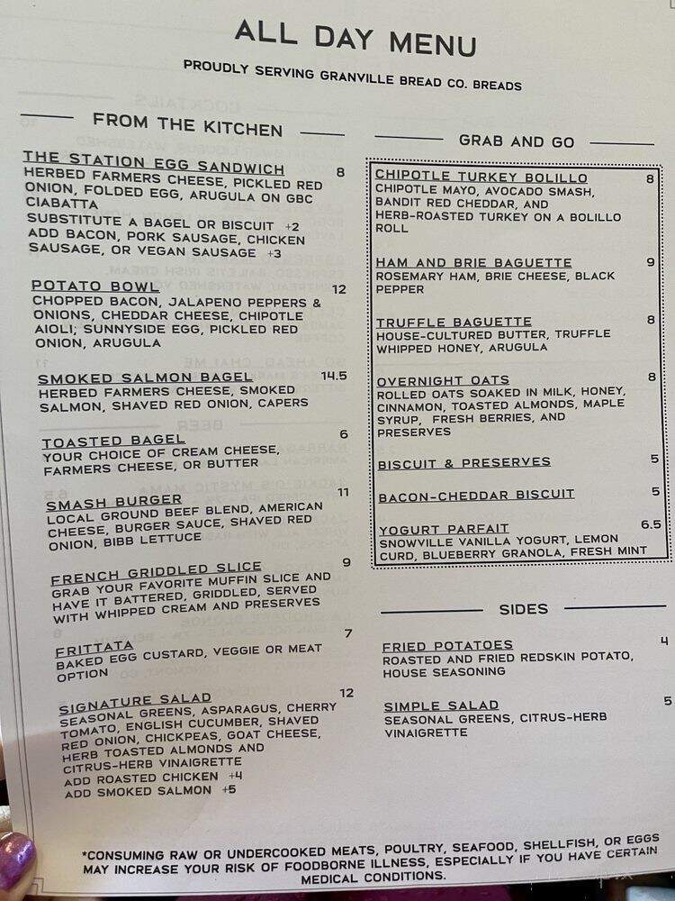 Station - Granville, OH menu_pic