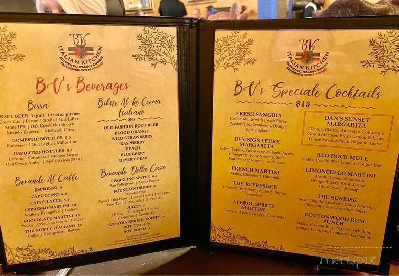 BV's Italian Kitchen - Cottonwood, AZ menu_pic