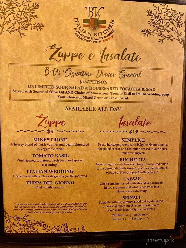 BV's Italian Kitchen - Cottonwood, AZ menu_pic