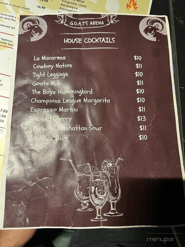 GOATS Arena Sports Bar - Fairview, TX menu_pic