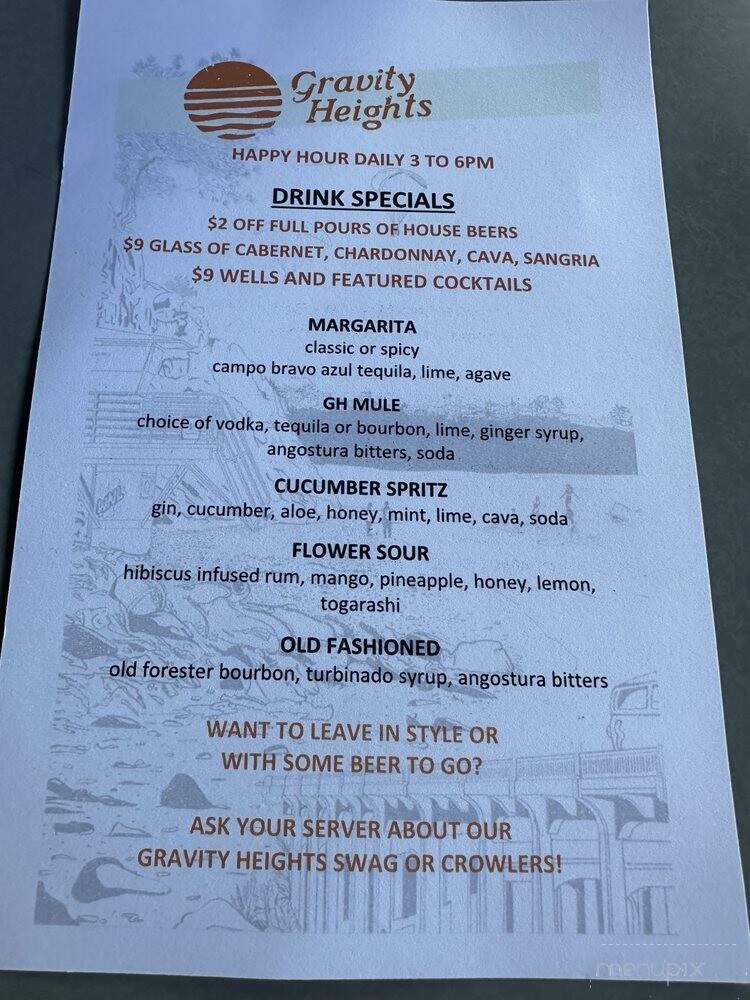 Gravity Heights - San Diego, CA menu_pic