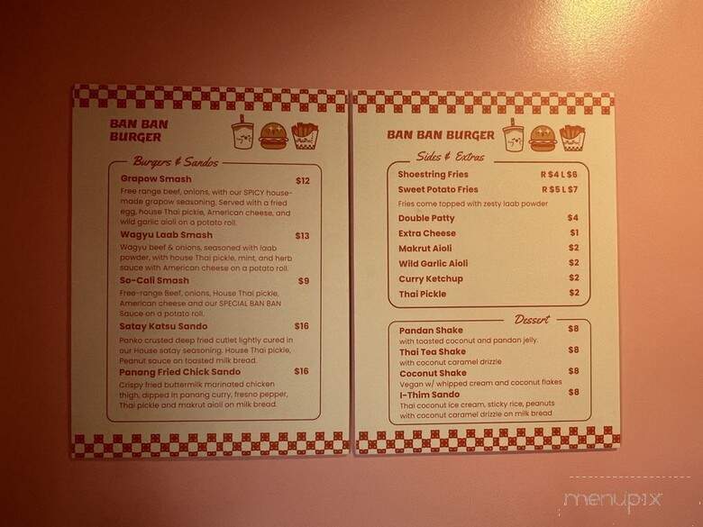 Ban Ban Burger - Los Angeles, CA menu_pic