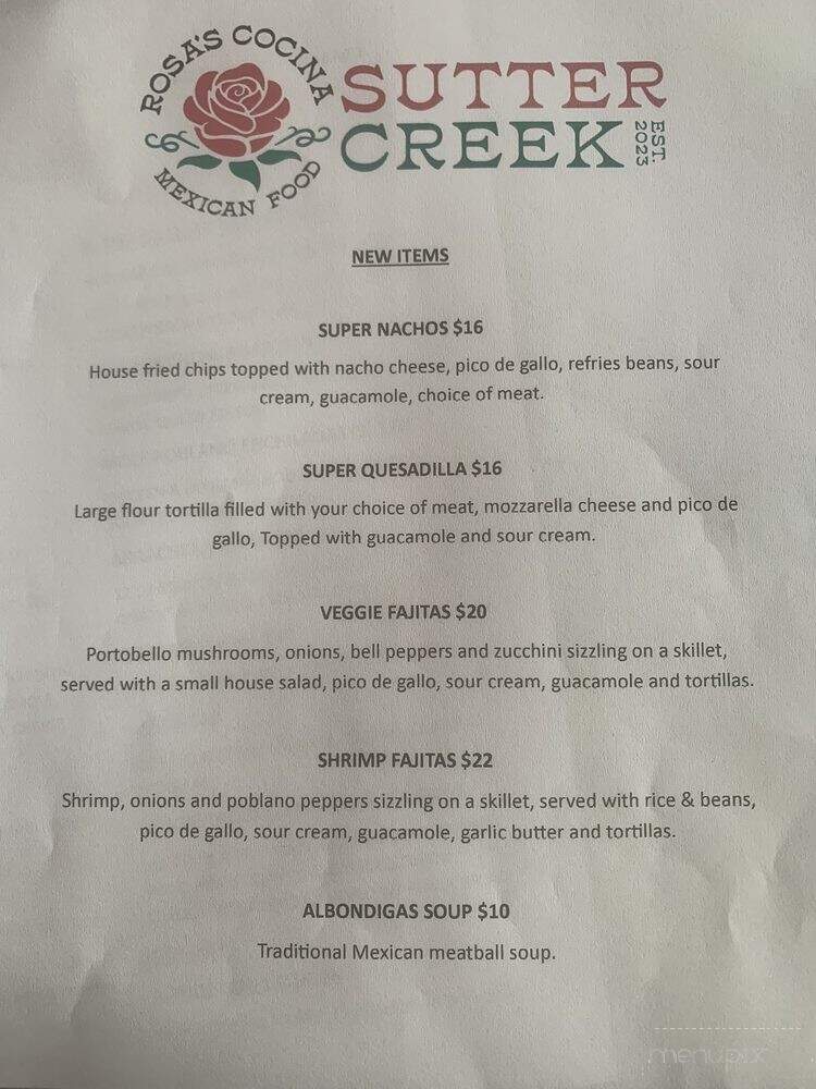Rosa's Cocina - Sutter Creek, CA menu_pic
