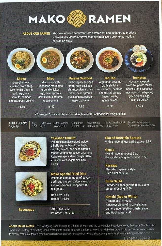 Mako Ramen - Seal Beach, CA menu_pic