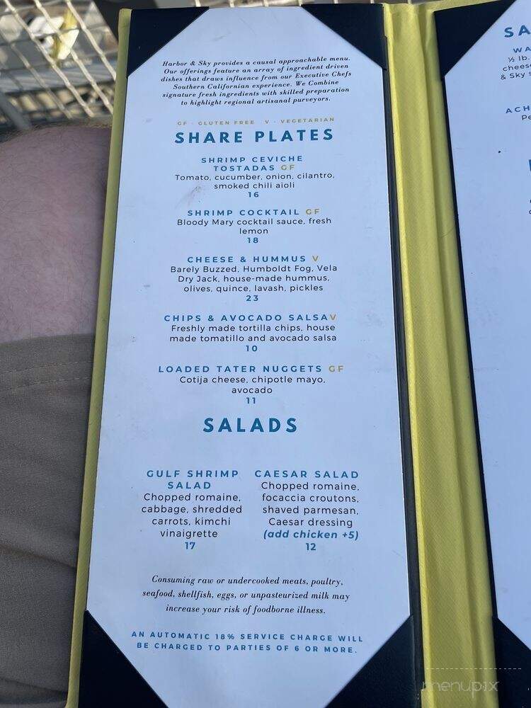 Harbor & Sky Rooftop Bar and Lounge - San Diego, CA menu_pic