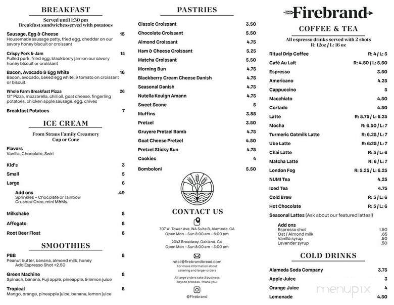 Firebrand Artisan Breads - Alameda, CA menu_pic