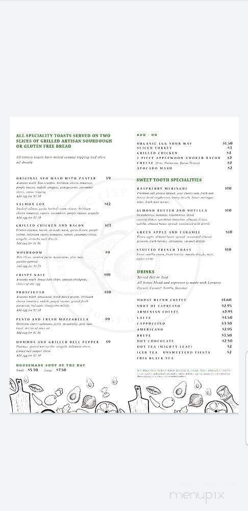 Cafe Crisp - North Hollywood, CA menu_pic