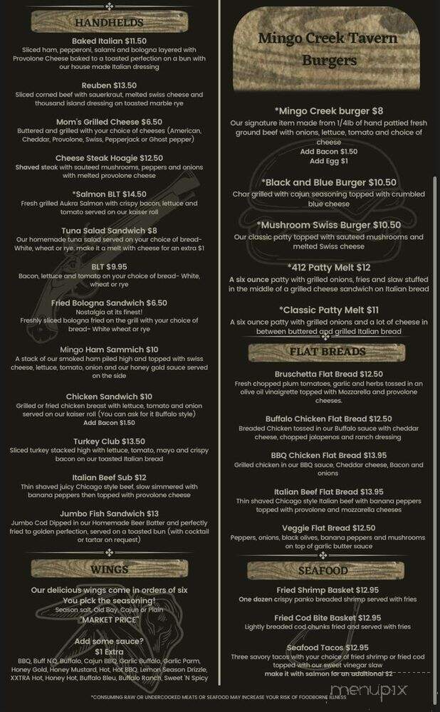 Mingo Creek Tavern - Eighty Four, PA menu_pic