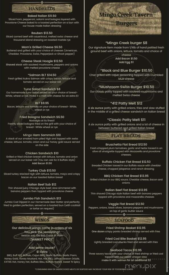 Mingo Creek Tavern - Eighty Four, PA menu_pic