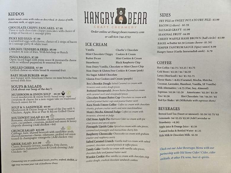 Hangry Bear Creamery - Kennett Square, PA menu_pic