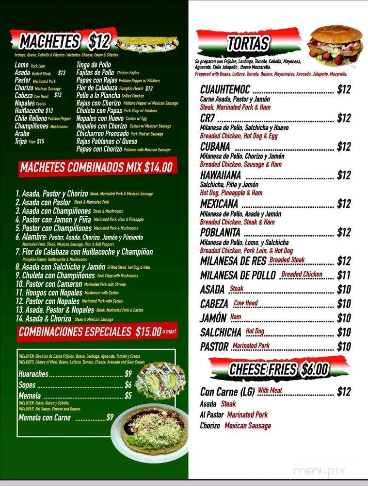 Machetes #1 - Joliet, IL menu_pic