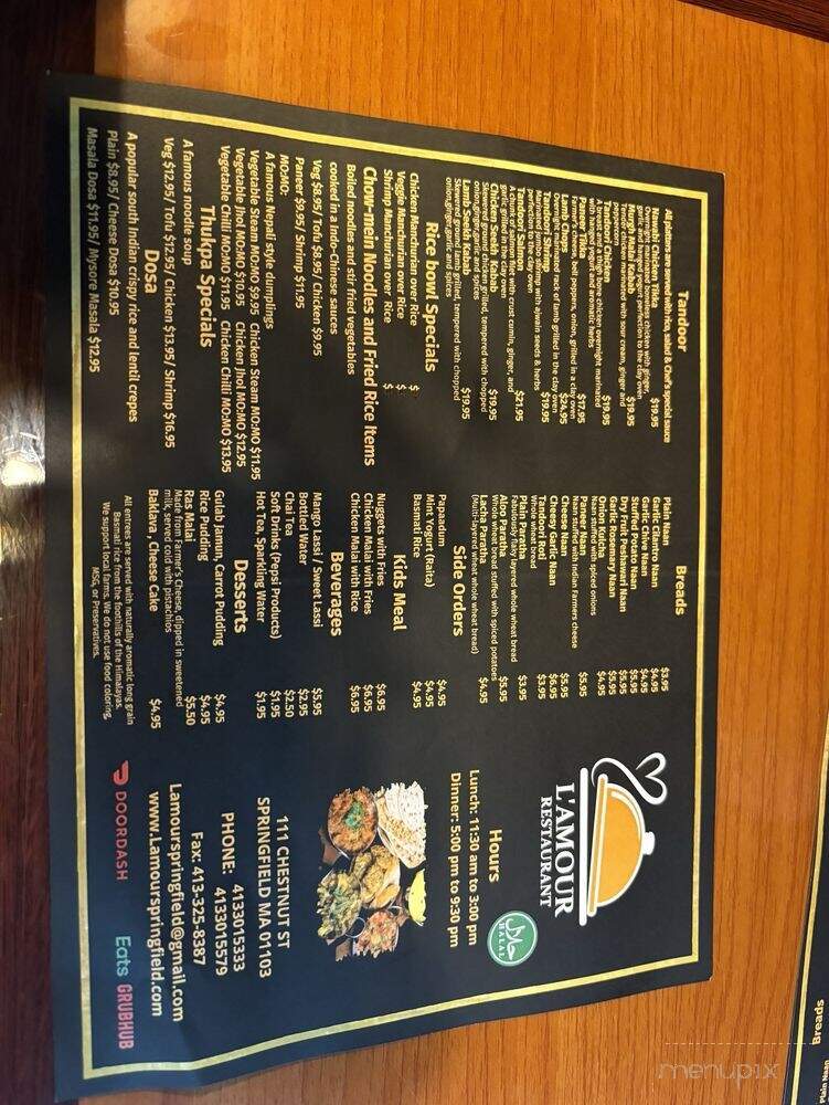 L'amour Restaurant - Springfield, MA menu_pic