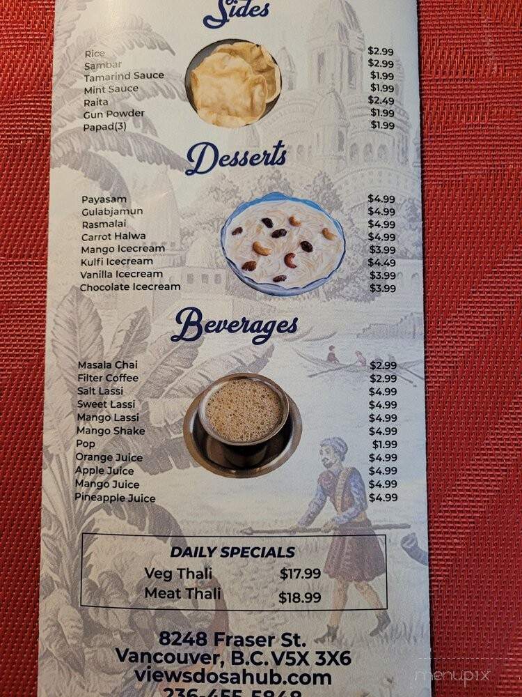 The View's Dosa Hub - Vancouver, BC menu_pic