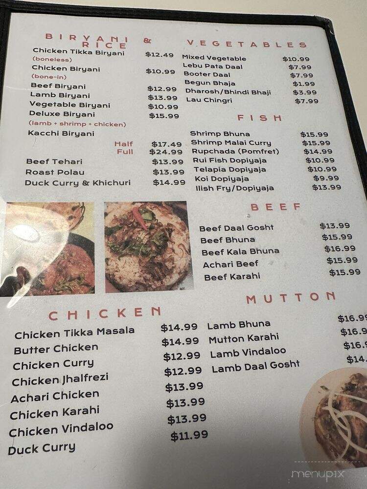 Ruposhi Bangla Restaurant - Scarborough, ON menu_pic