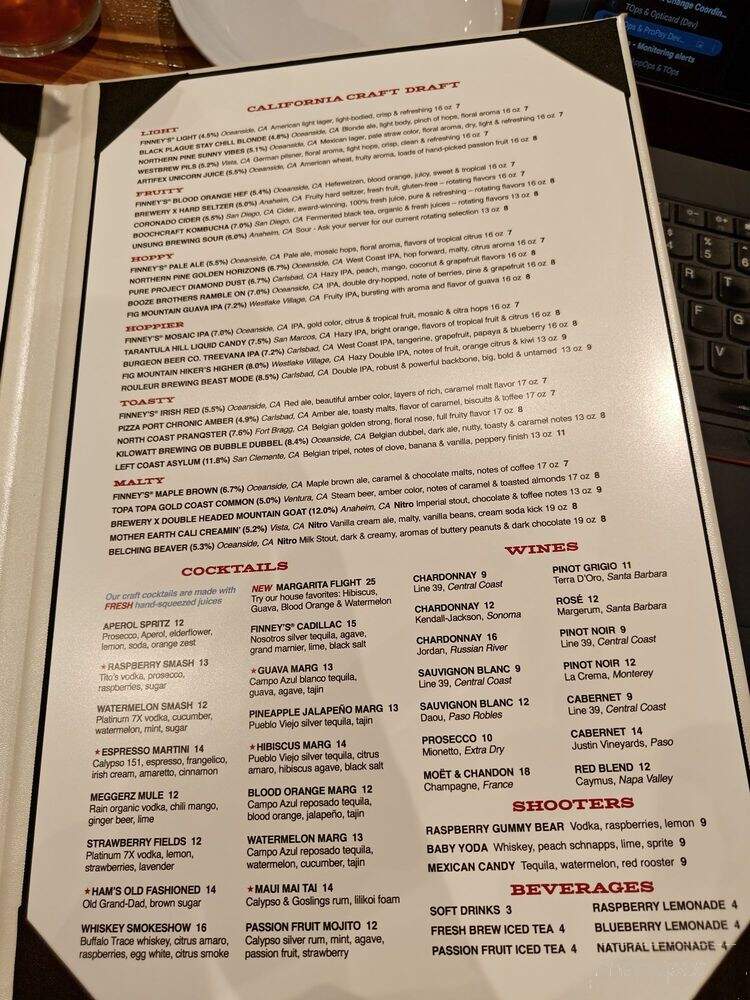 Finney's Crafthouse - Oceanside, CA menu_pic