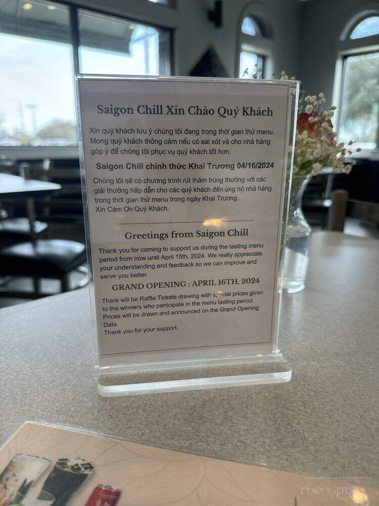Saigon Chill - Garland, TX menu_pic
