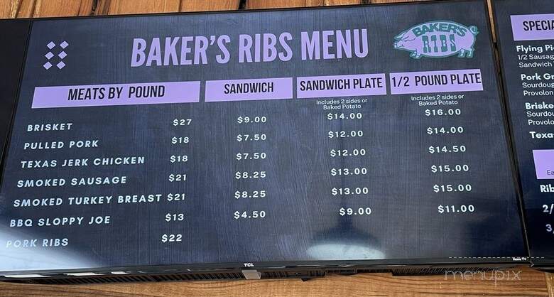 Bakers Ribs - Dallas, TX menu_pic