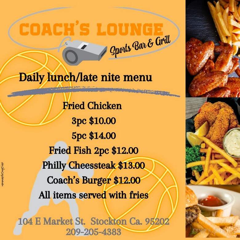 Coach's Lounge Sports Bar and Grill - Stockton, CA menu_pic