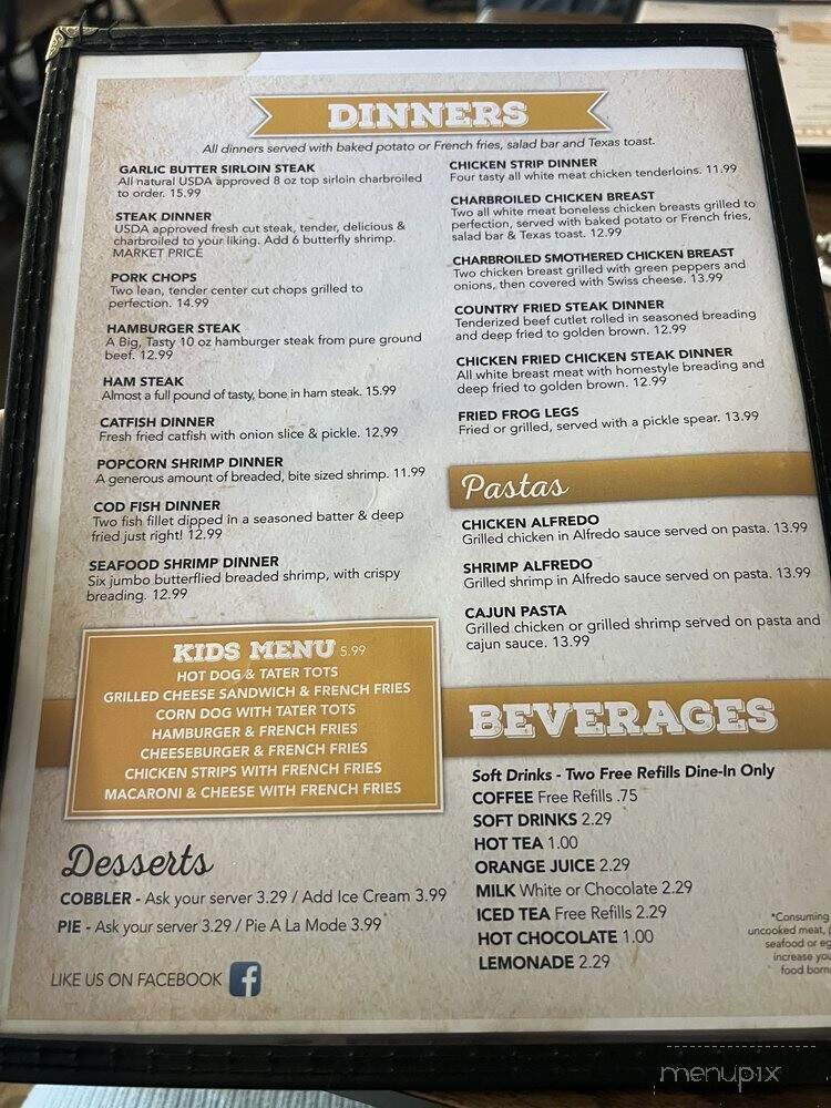 J & B's Old Thyme Family Restaurant - Eminence, MO menu_pic
