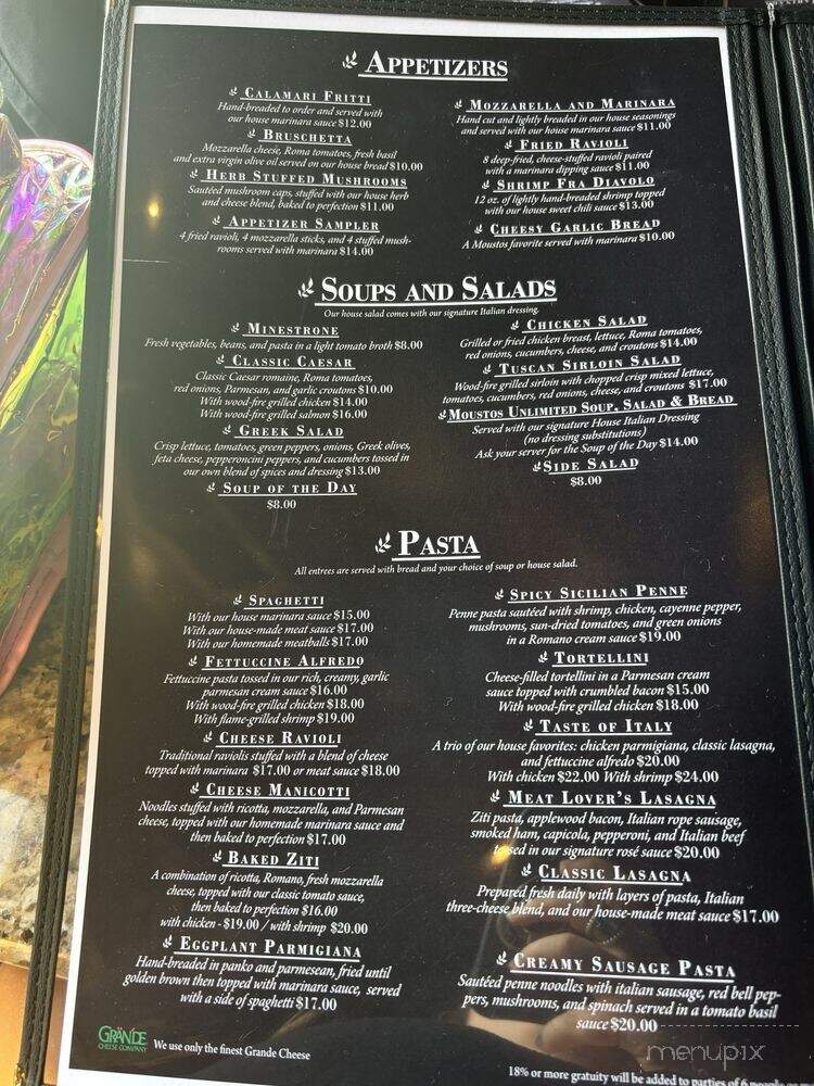 Moustos Pasta Grill - Union City, TN menu_pic