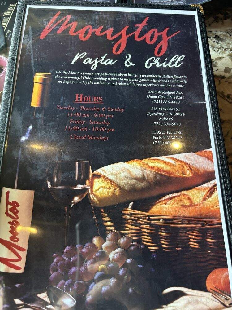 Moustos Pasta Grill - Union City, TN menu_pic