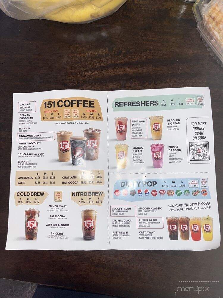 151 Coffee - Westworth Village, TX menu_pic