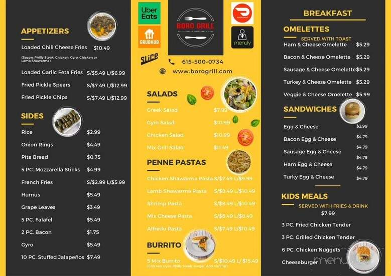 Boro Grill - Murfreesboro, TN menu_pic
