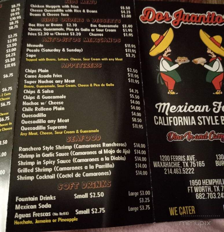 Dos Juanitos Mexican Food - Waxahachie, TX menu_pic