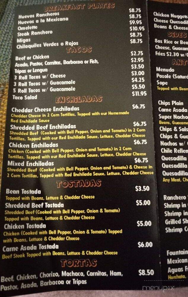 Dos Juanitos Mexican Food - Waxahachie, TX menu_pic