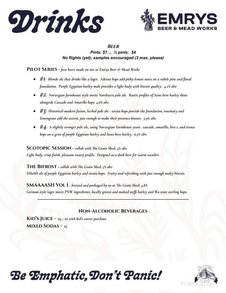 Emrys Beer & Mead Works - Liberty Lake, WA menu_pic