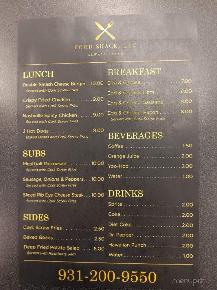 Food Shack - Sevierville, TN menu_pic