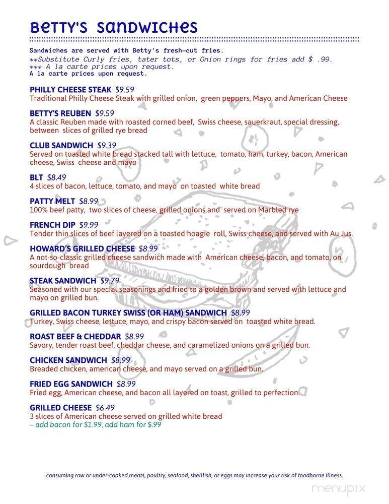 Betty's Cafe - Spiro, OK menu_pic
