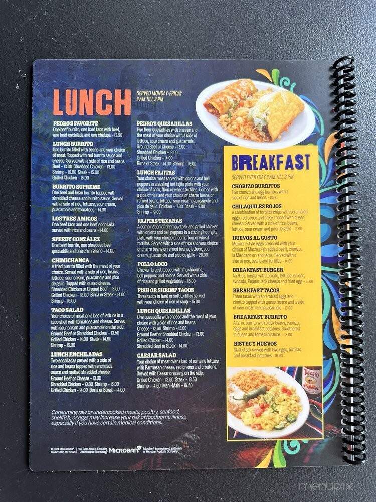 Pedros Tacos and Tequila Bar - Boulder, CO menu_pic
