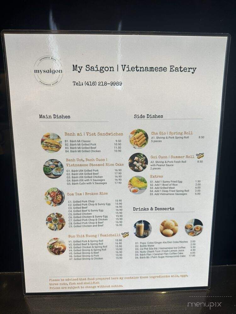 My Saigon - Toronto, ON menu_pic