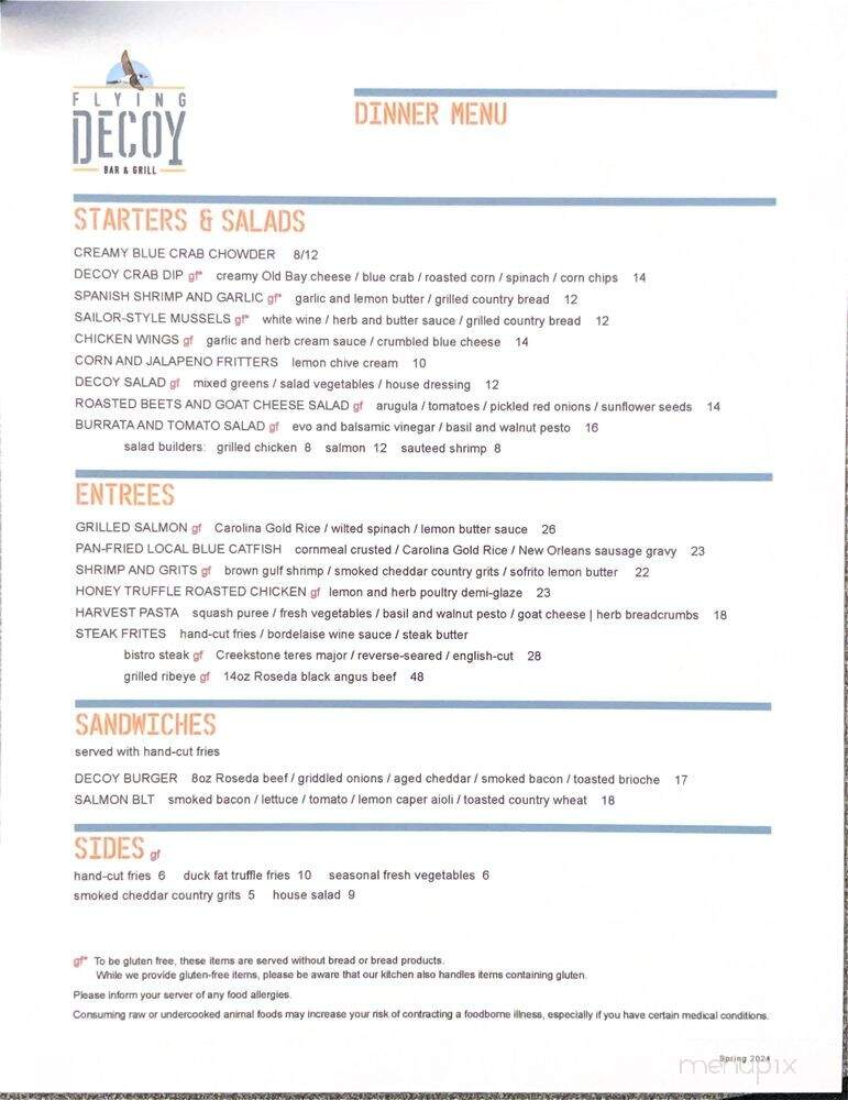 Flying Decoy Bar and Grill - Rock Hall, MD menu_pic