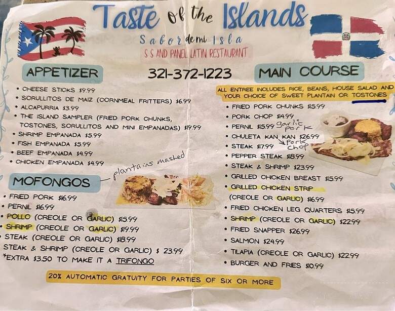 Taste of the Islands - Melbourne Beach, FL menu_pic