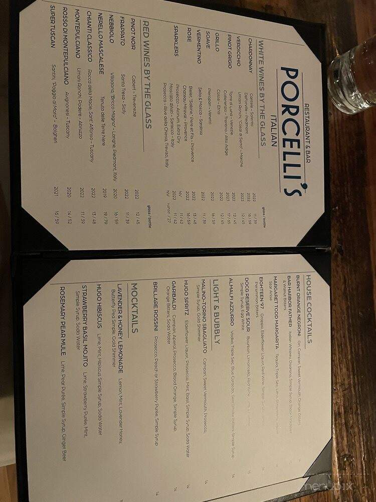 Porcelli's - Bar Harbor, ME menu_pic