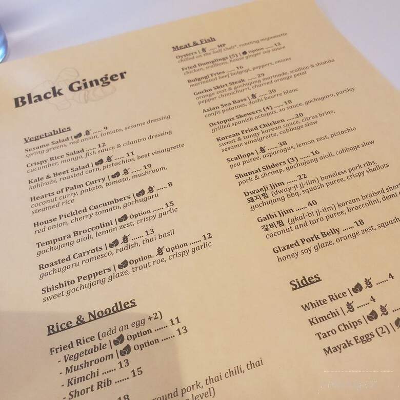 Black Ginger - Detroit, MI menu_pic
