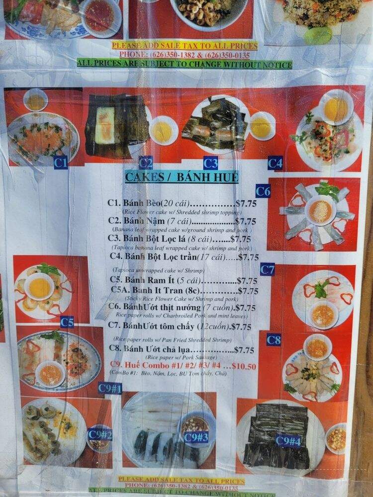 Kim Hoa Hue Restaurant - Temple City, CA menu_pic