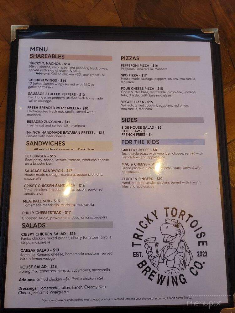 Tricky Tortoise Brewing - Willoughby, OH menu_pic