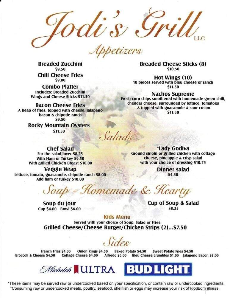 Jodi's Grill - Rocky Ford, CO menu_pic
