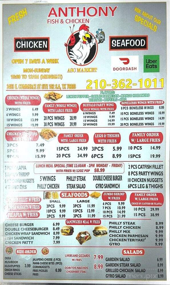 Anthony Fish & Chicken - San Antonio, TX menu_pic