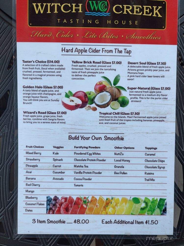 Witch Creek Tasting House - Cornville, AZ menu_pic